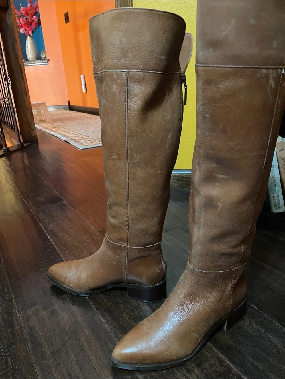 Franco Sarto Brown Over-the-Knee Wide Calf Leather Boots